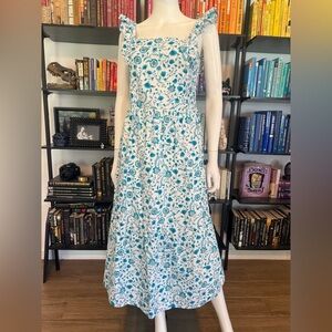 Draper James Blue and White Floral Midi Dress